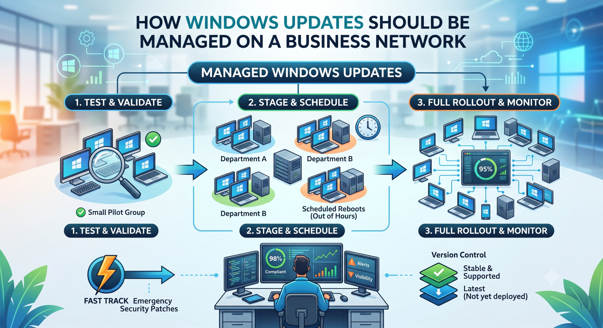 How Windows updates should be managed on a business network